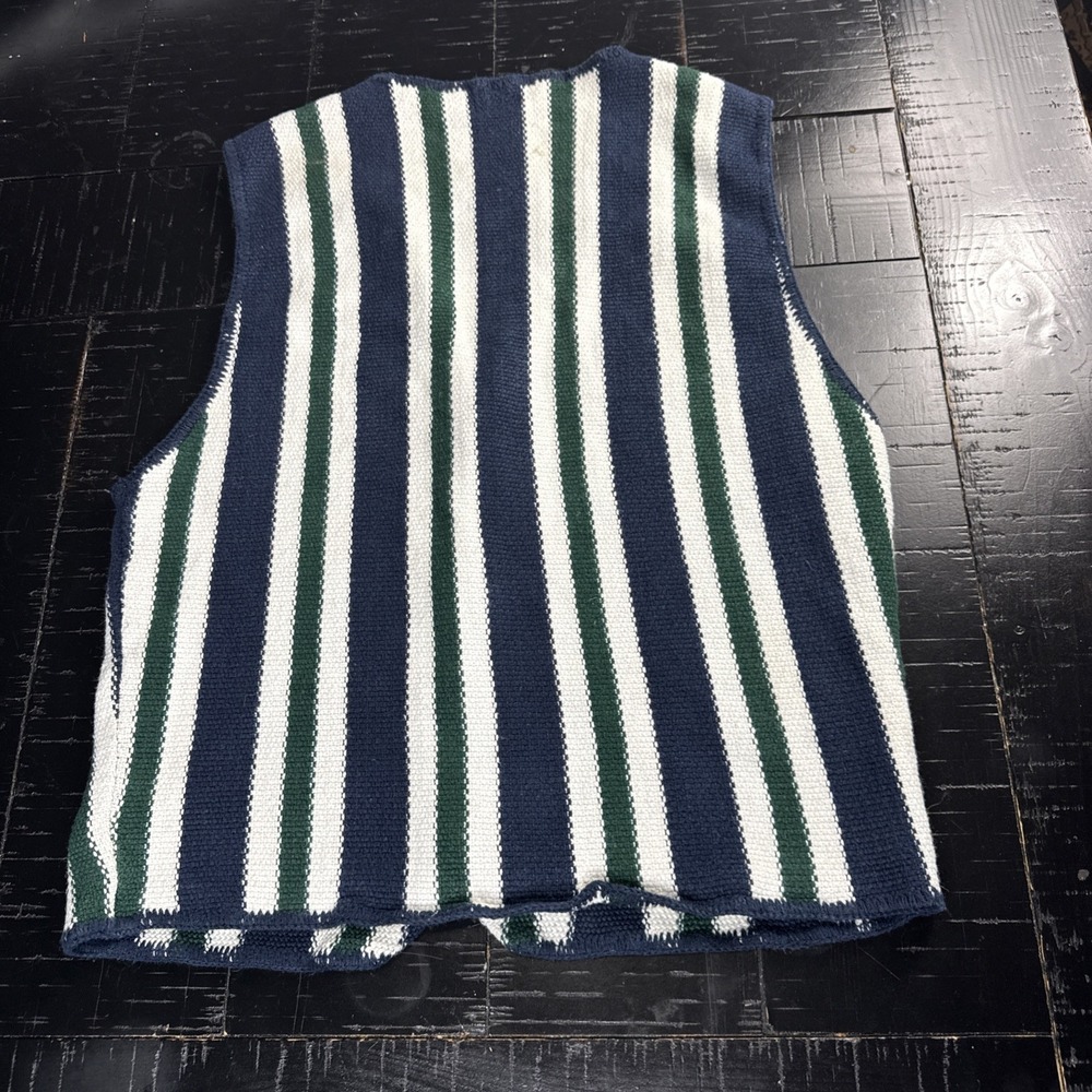 Vintage STRUCTURE Cardigan Knit Baja Sweater Vest Mens XL Multicolor Stripes - Picture 7 of 9
